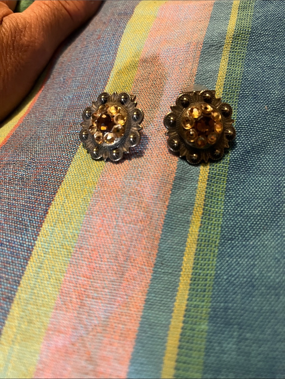Gold-Tone Amber Swarovski Crystal Floral Stud Earrings - Women Jewelry